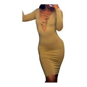 “Main Attraction” Tan Mini Dress - perfect stretch
